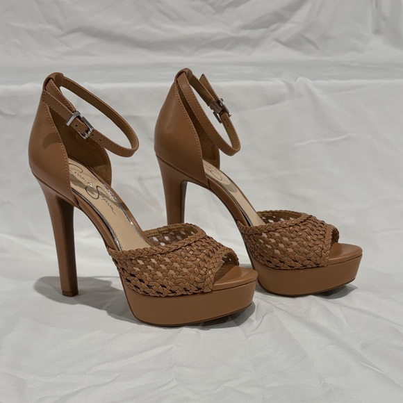 Jessica Simpson Nude Woven Platform Heels - Picture 2 of 6